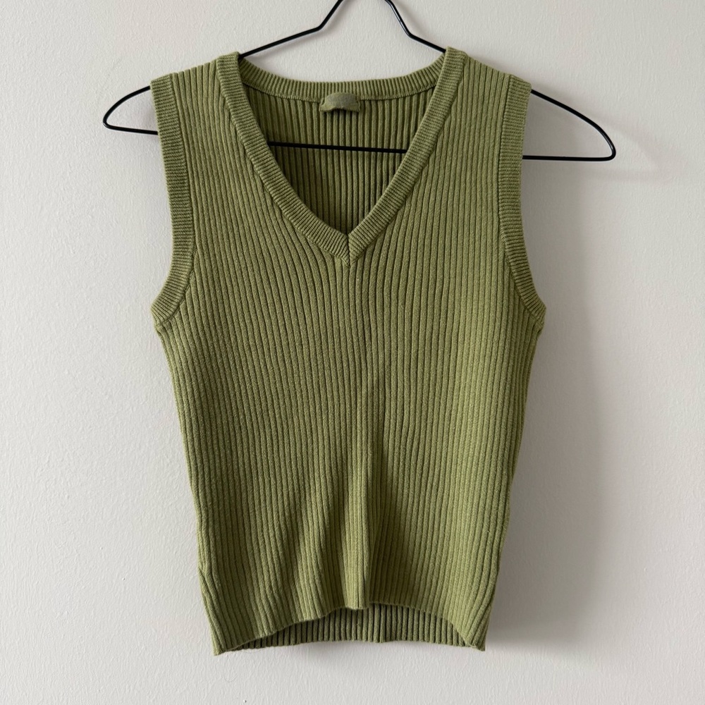 Brandy Melville x John Galt Green ribbed knit sweater vest #vests